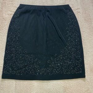 Fashion Bug Black Embellished Midi Skirt